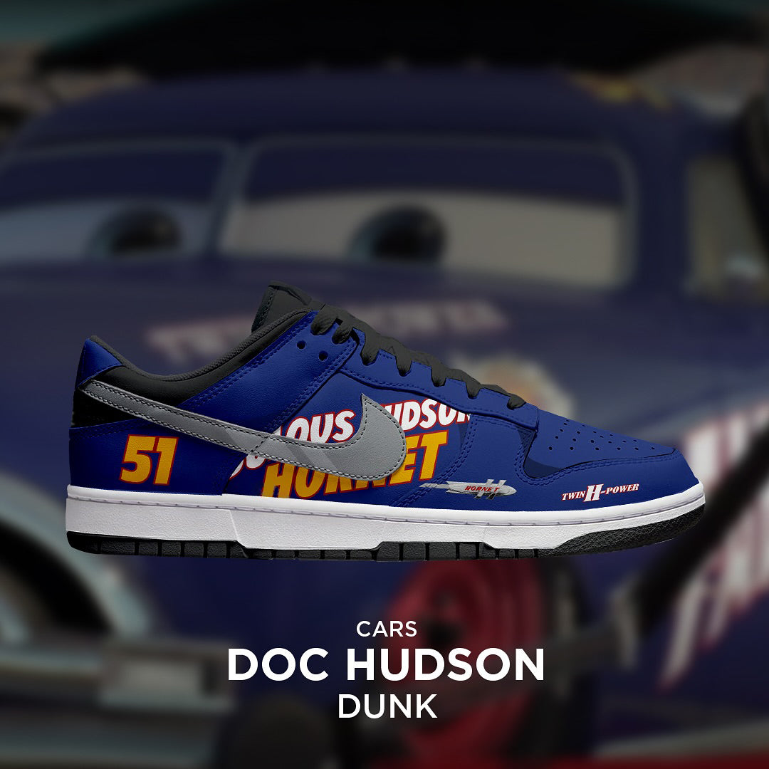 Custom Doc Hudson X Cars Dunk Blue – hand-painted custom sneakers | DiySneakers