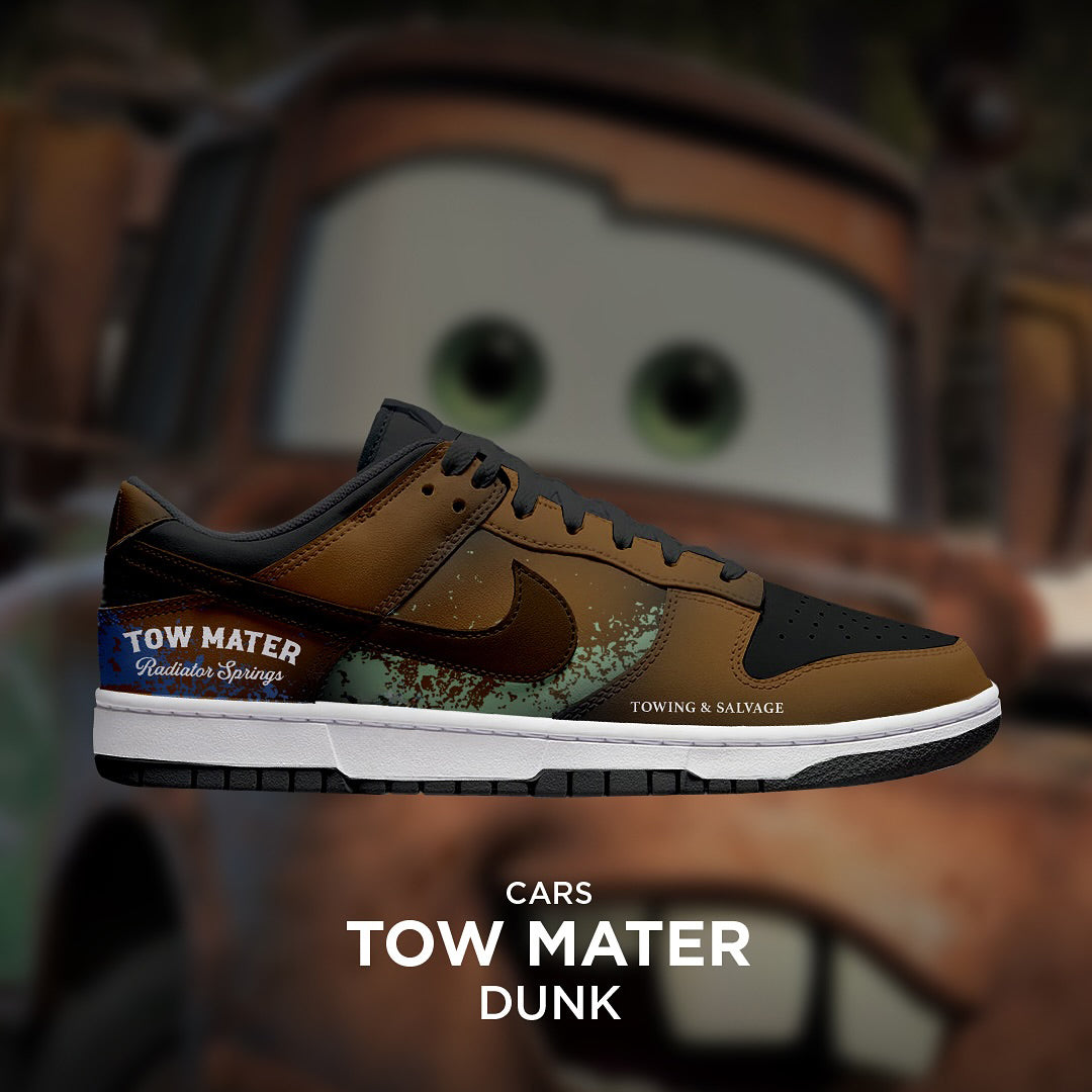 Custom Towmater X CarsS Dunk Brown – hand-painted custom sneakers | DiySneakers