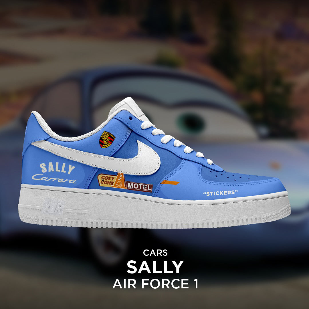 Custom Sally X Cars Air Force 1 Blue – hand-painted custom sneakers | DiySneakers