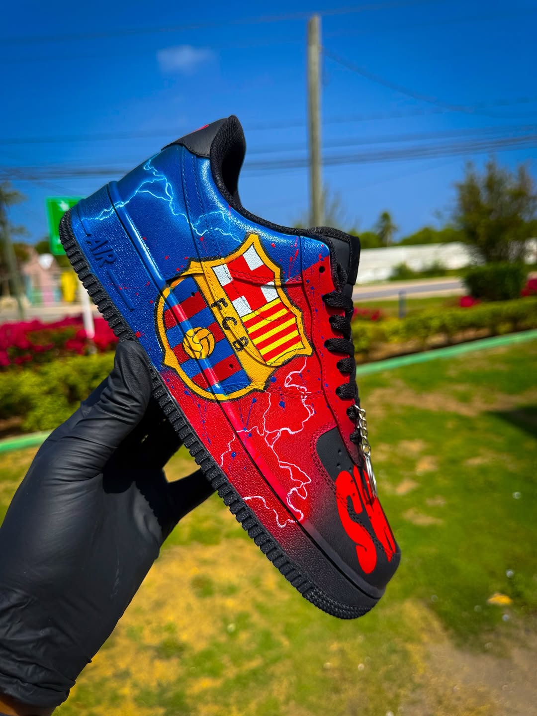 Customized FCB Hand-painted Air Force 1 Shoes Red/Blue/Black – hand-painted custom sneakers | DiySneakers