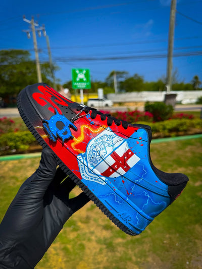 Customized FCB Hand-painted Air Force 1 Shoes Red/Blue/Black – custom sneakers view 2 | DiySneakers