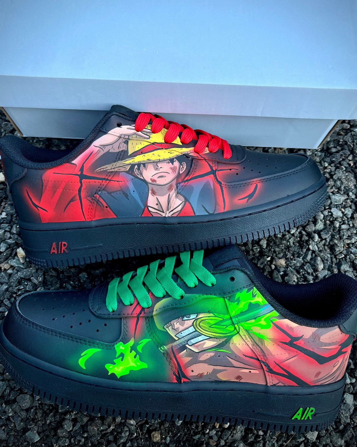 Custom Luffy Vs Zoro One piece Air Force 1 – hand-painted custom sneakers | DiySneakers