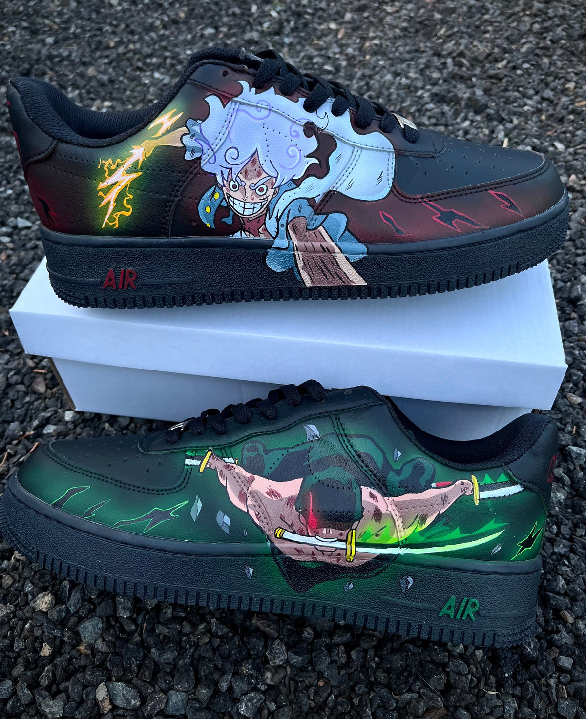 Custom Luffy Vs Zoro Air Force 1 – hand-painted custom sneakers | DiySneakers