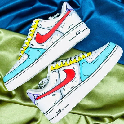 Custom 2D blue Yellow Purple Air Force 1 – custom sneakers view 2 | DiySneakers