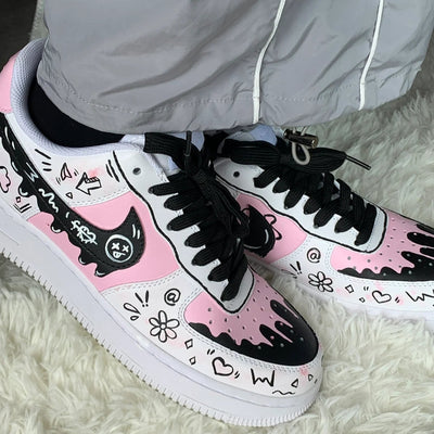 Custom Sweetheart Chocolate Air Force 1 Black/powder – custom sneakers view 2 | DiySneakers