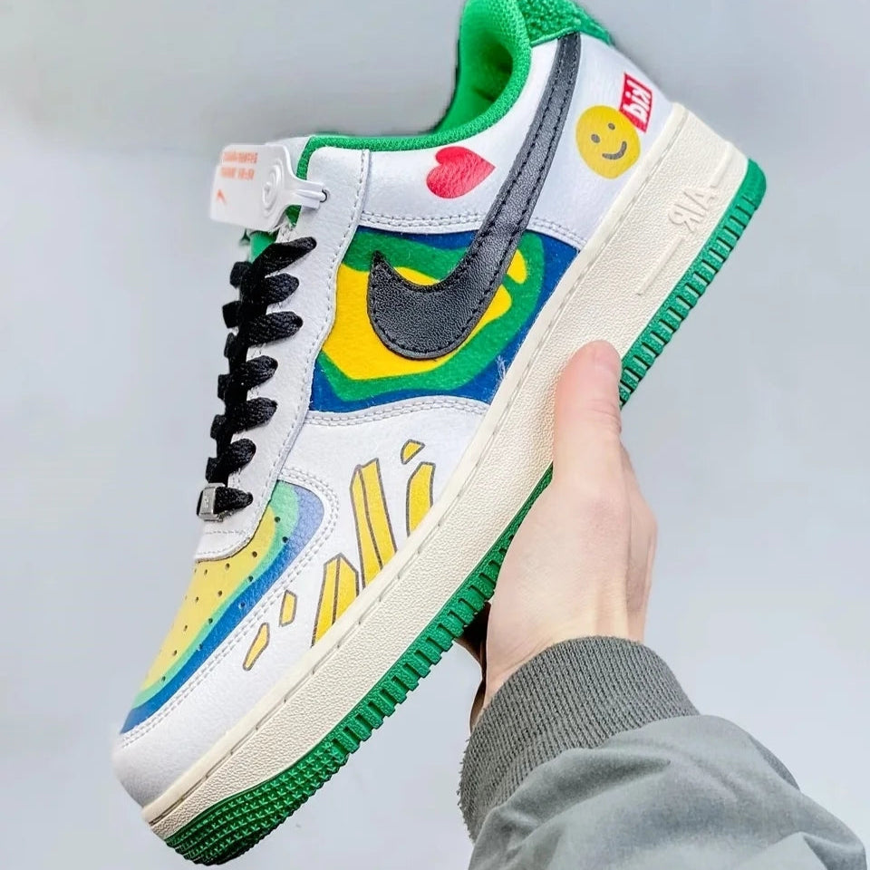 Custom Green Fields And Starry Rivers Air Force 1 – hand-painted custom sneakers | DiySneakers