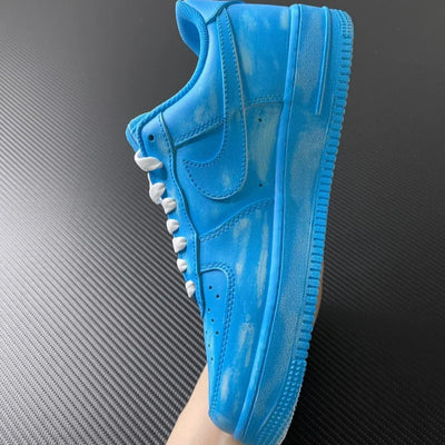 Custom dyed, scratched and aged blue Air force Air Force 1 Blue – custom sneakers view 2 | DiySneakers