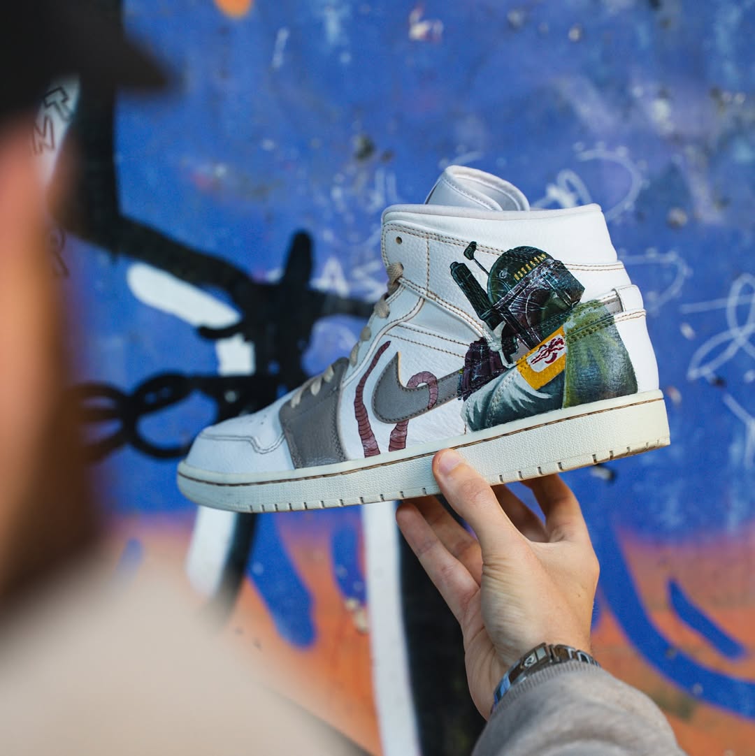 Custom Boba Air Jordan 1 – hand-painted custom sneakers | DiySneakers
