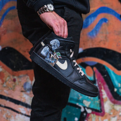 Custom Mandalorian Air Jordan 1 – custom sneakers view 2 | DiySneakers