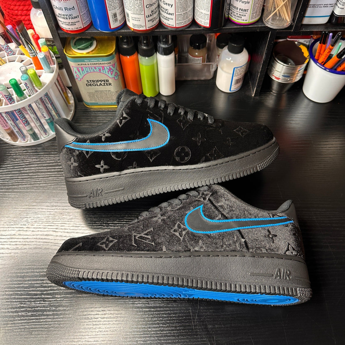 Custom Black Velvet Air Force 1 – hand-painted custom sneakers | DiySneakers