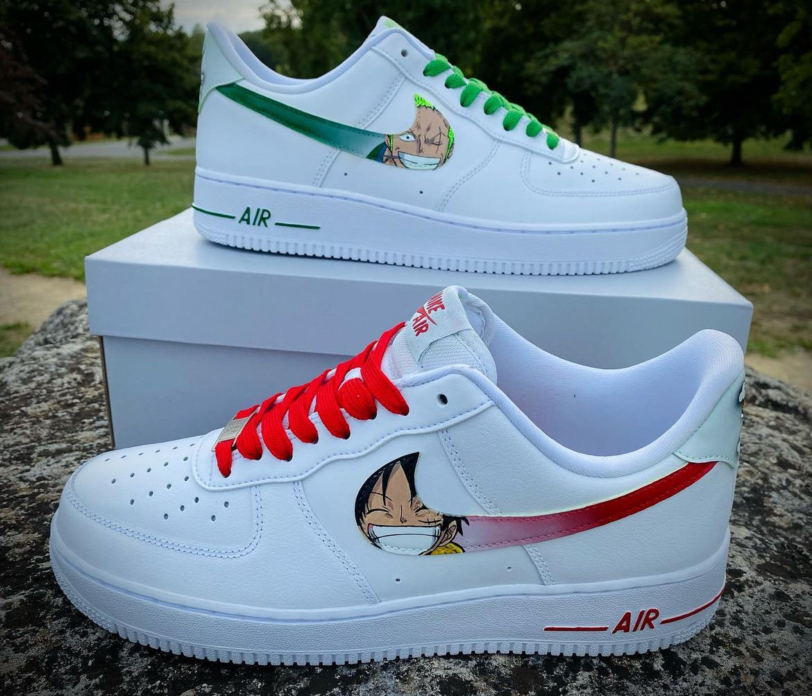 Custom Luffy Vs Zoro Air Force 1 – hand-painted custom sneakers | DiySneakers