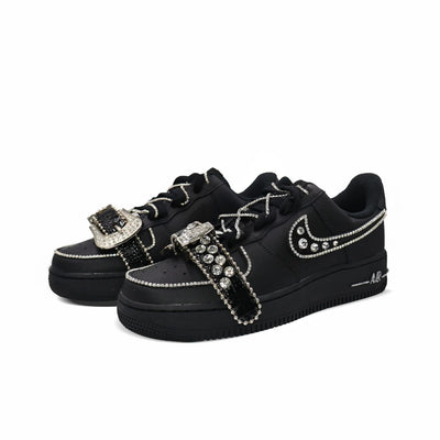 Customized Black Diamond Air Force 1 Shoes Blcak With Diamond Decoration – custom sneakers view 2 | DiySneakers