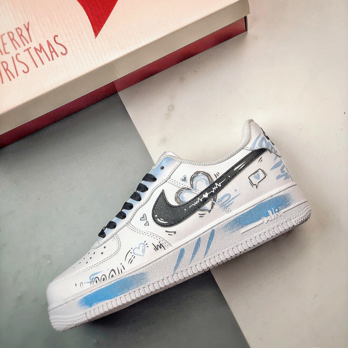 Custom Blue Explosive Bingo Air Force 1 – hand-painted custom sneakers | DiySneakers