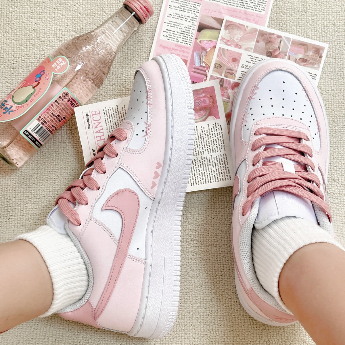 Custom Flower Language Air Force 1 Chalk White – hand-painted custom sneakers | DiySneakers