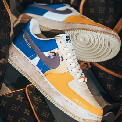 Custom Figure oil painting Air Force 1 White And Yellow – custom sneakers view 2 | DiySneakers