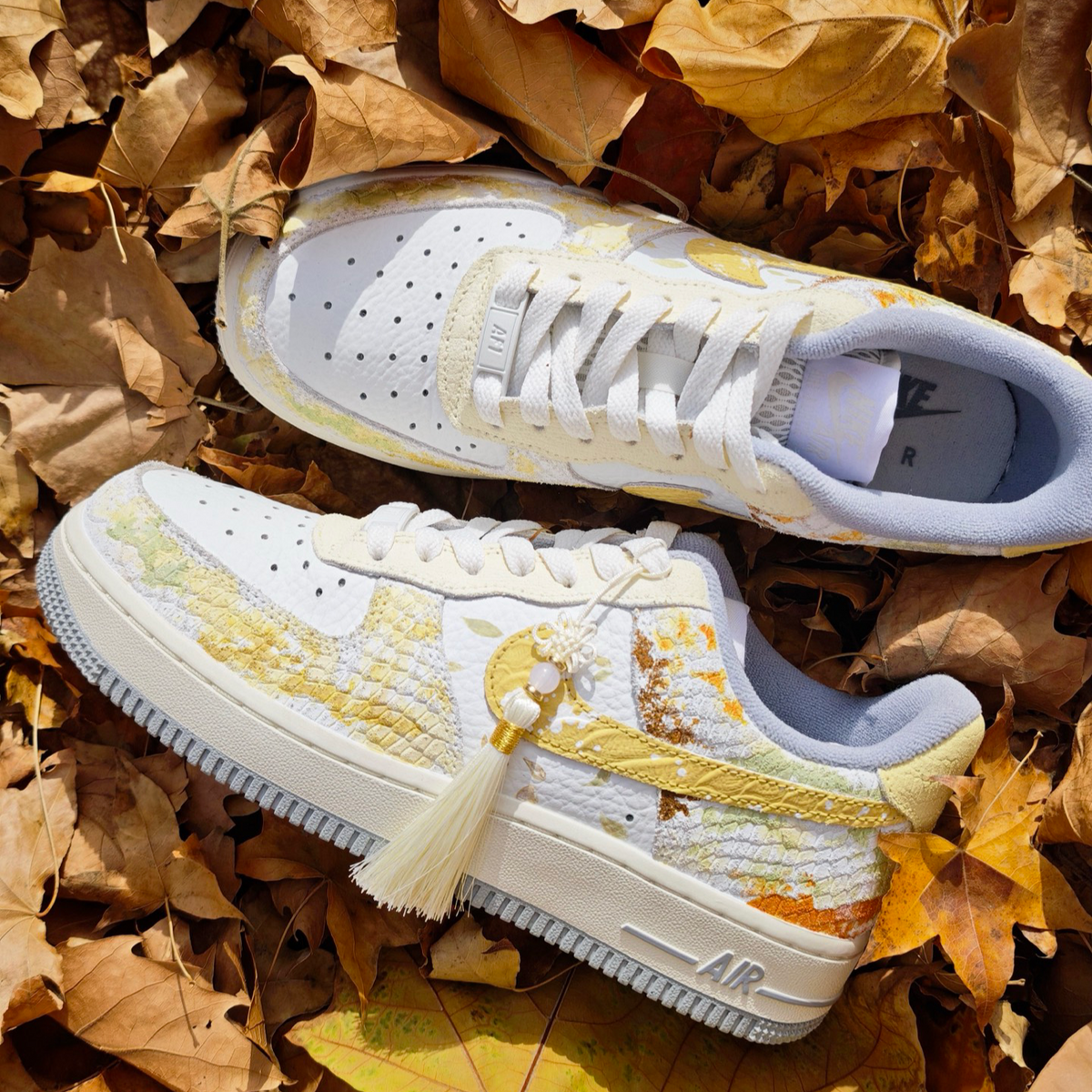 Custom The Autumnal Equinox Air Force 1 Yellow – hand-painted custom sneakers | DiySneakers