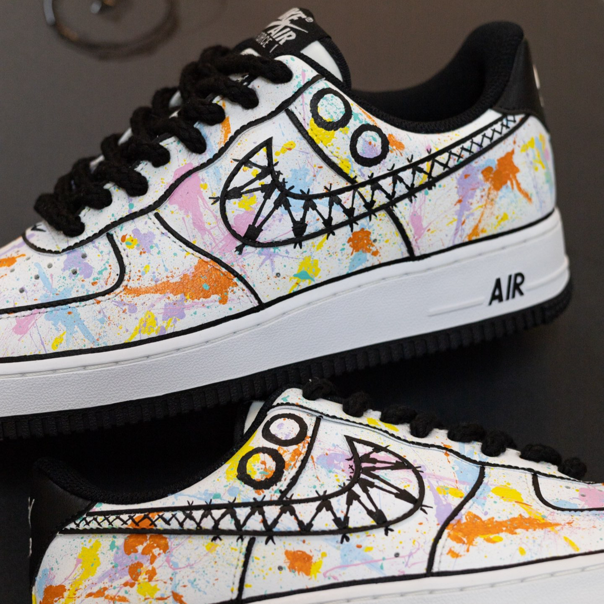 Custom Linear graffiti A Air Force 1 White – hand-painted custom sneakers | DiySneakers