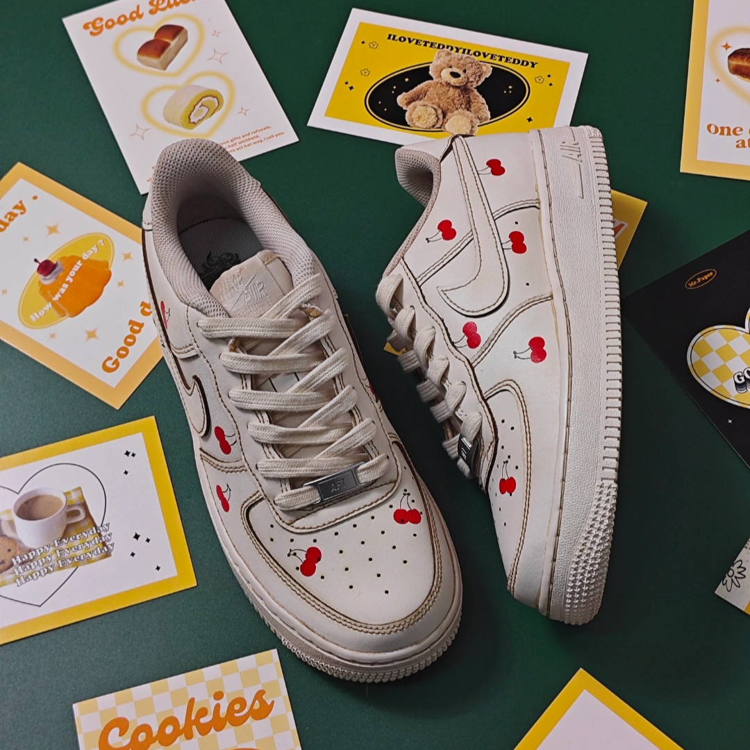 Custom coffee dyed with cherries Air Force 1 – hand-painted custom sneakers | DiySneakers