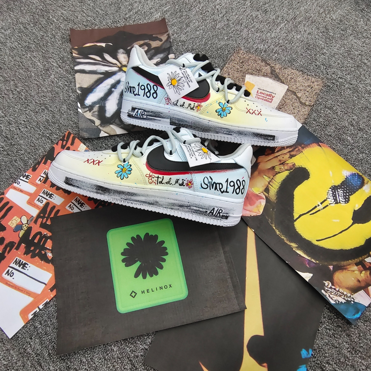 Custom Daisy Appointment In Black And White Air Force 1 – hand-painted custom sneakers | DiySneakers