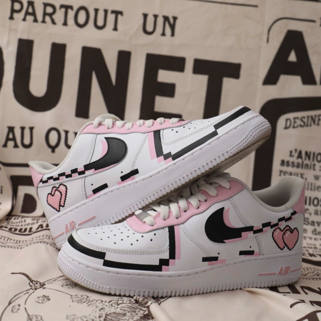 Custom Pixel-style Mosaic for Air Force 1 – hand-painted custom sneakers | DiySneakers