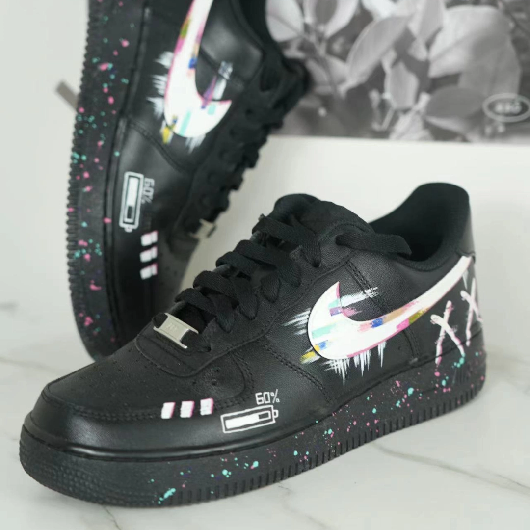Custom Black and white for and on the street in the dark night Air Force 1 – hand-painted custom sneakers | DiySneakers
