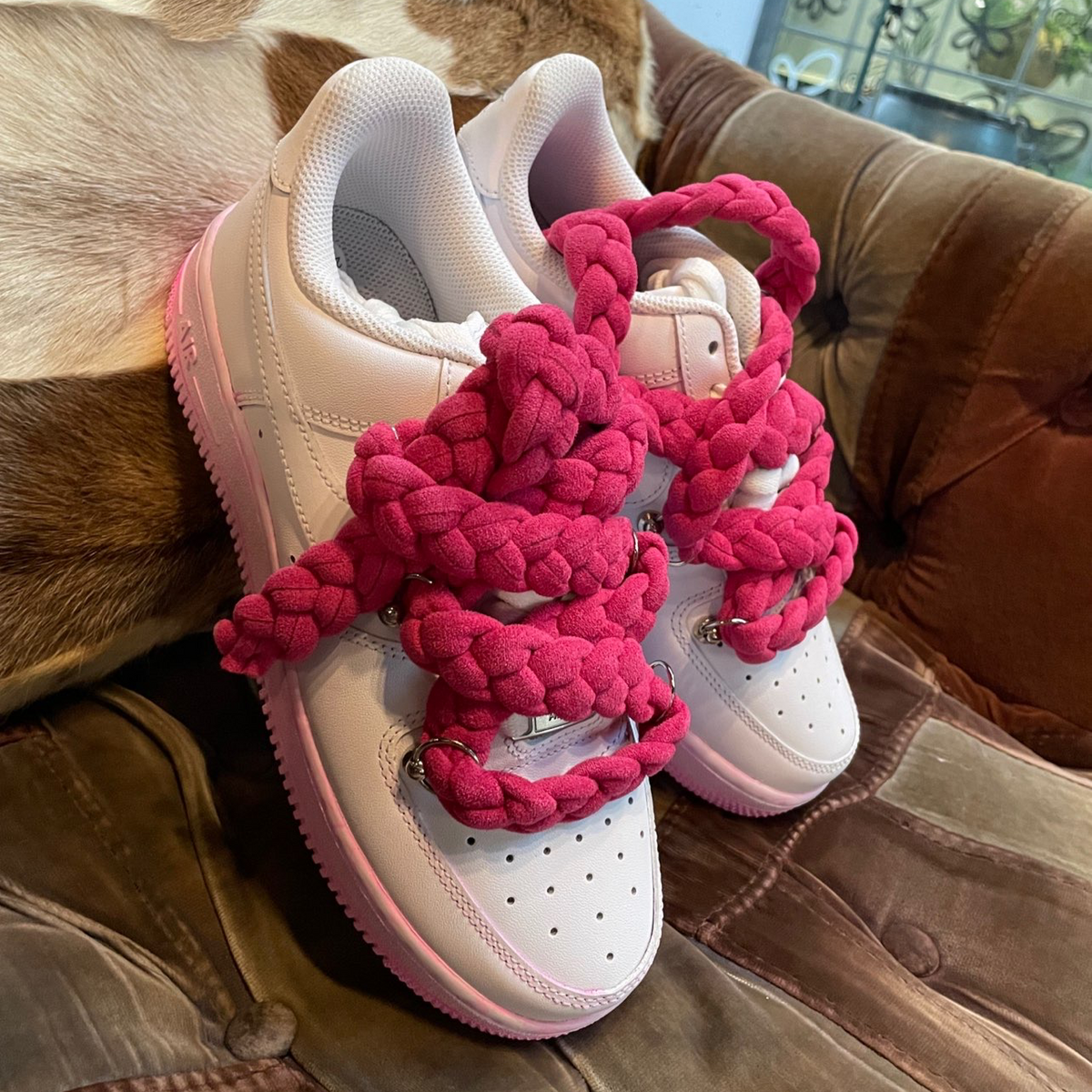 Custom gradient pink dye Air Force 1 White/powder – hand-painted custom sneakers | DiySneakers