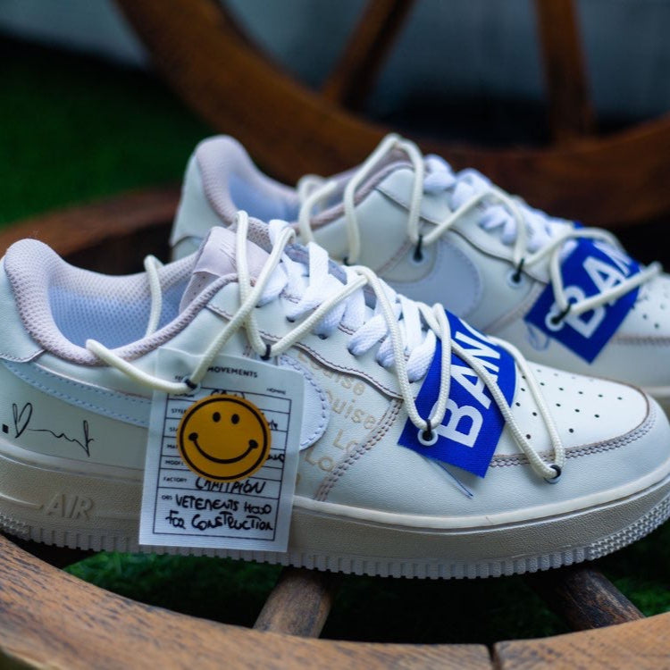 Custom The Female StyleIs Steeped In The Past With White Lychee Flesh Air Force 1 – hand-painted custom sneakers | DiySnea…