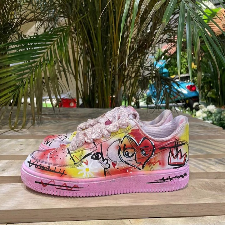 Custom artistic graffiti pink Air Force 1 Pink – hand-painted custom sneakers | DiySneakers