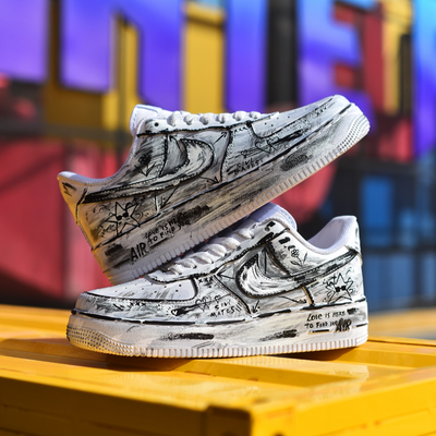 Custom A female star confession is black and white Air Force 1 Black/White – custom sneakers view 2 | DiySneakers