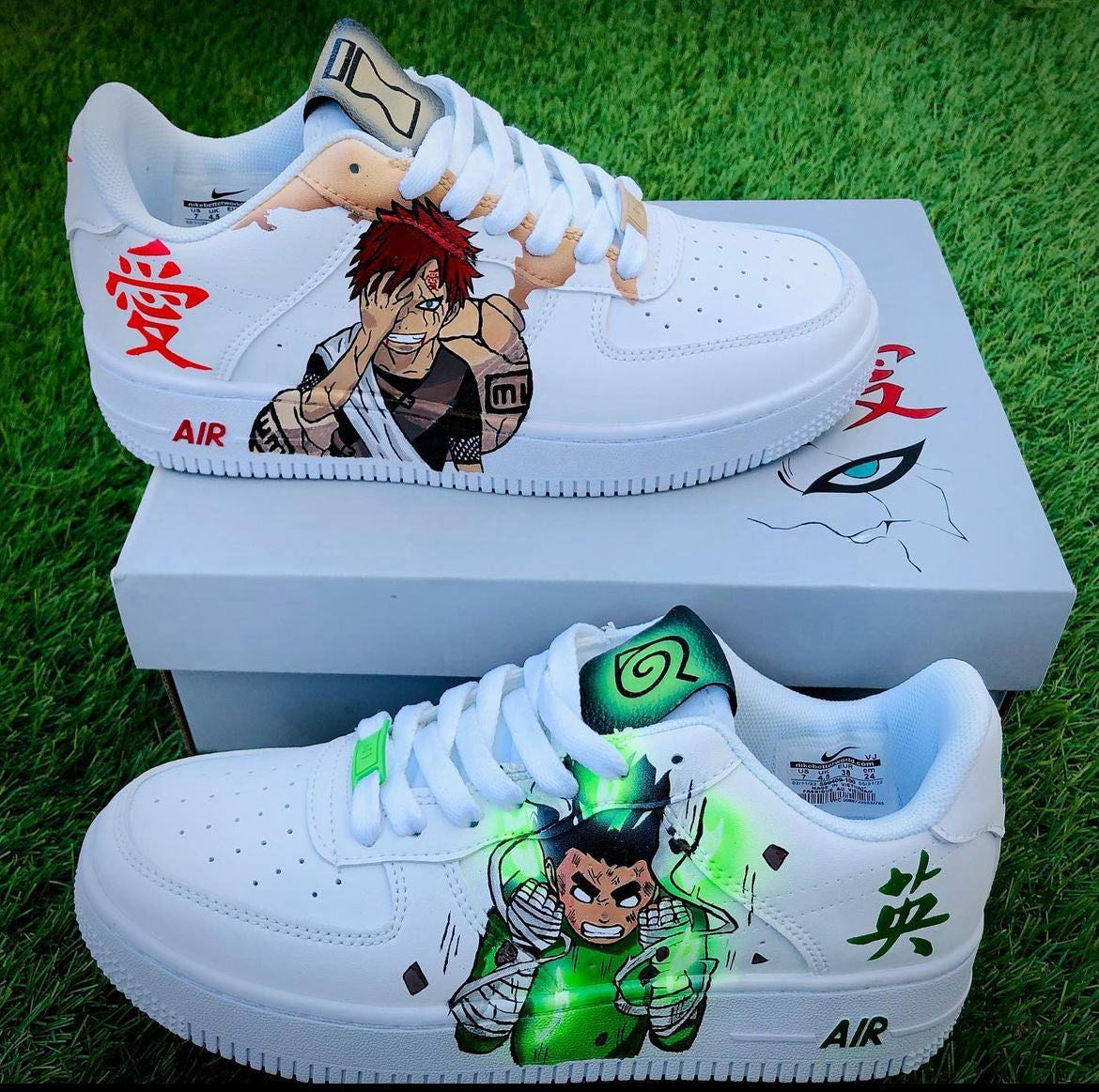 Custom Naruto Shippuden Gaara Vs Rock Lee Air Force 1 – hand-painted custom sneakers | DiySneakers