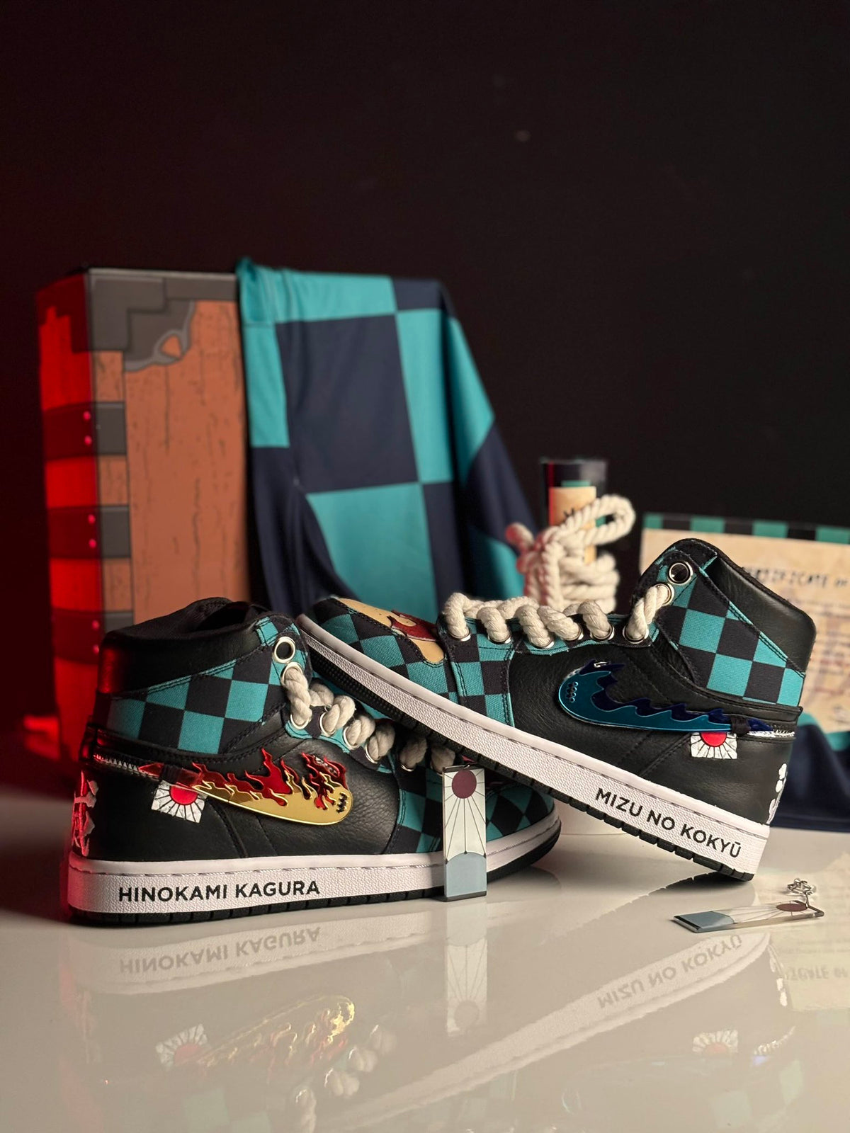 Custom Demon Slayer - Tanjiro Air Jordan 1 Green/Black – hand-painted custom sneakers | DiySneakers