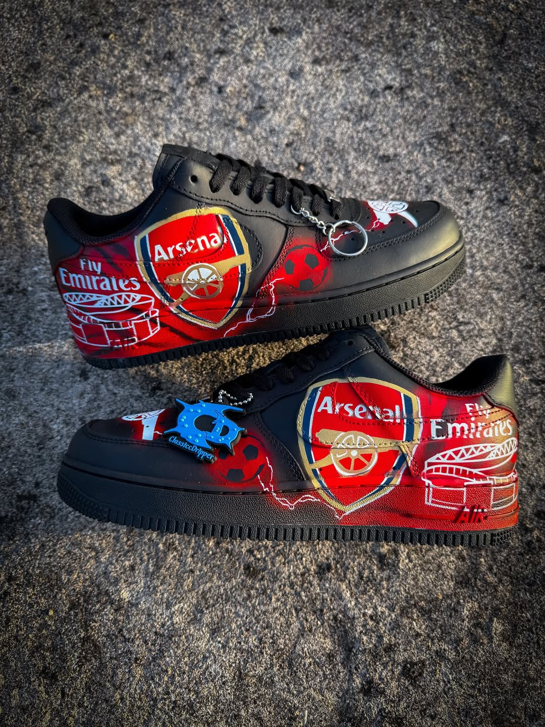 Customized Hand-painted Arsenal Air Force 1 Shoes Black/Red – hand-painted custom sneakers | DiySneakers