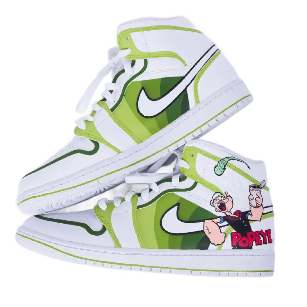Custom Popeye Air Jordan 1 Hand-painted – hand-painted custom sneakers | DiySneakers