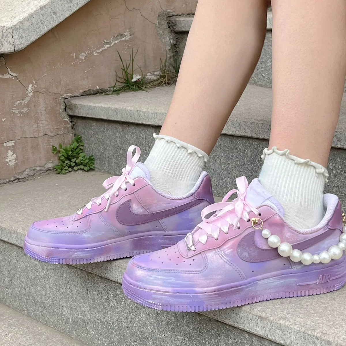 Custom Aurora Teardrop Air Force 1 – hand-painted custom sneakers | DiySneakers