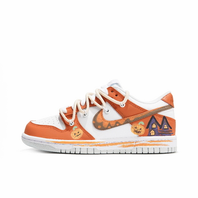 Custom Witchy Pumpkin Spooky Night Dunk Orange/White – custom sneakers view 2 | DiySneakers