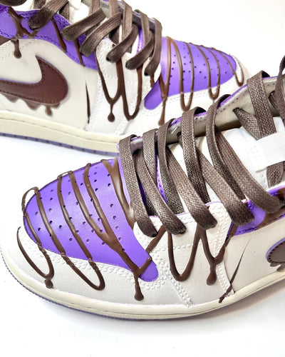 Custom Taro Chocolate Ice Cream Air Jordan 1 Purple – custom sneakers view 2 | DiySneakers