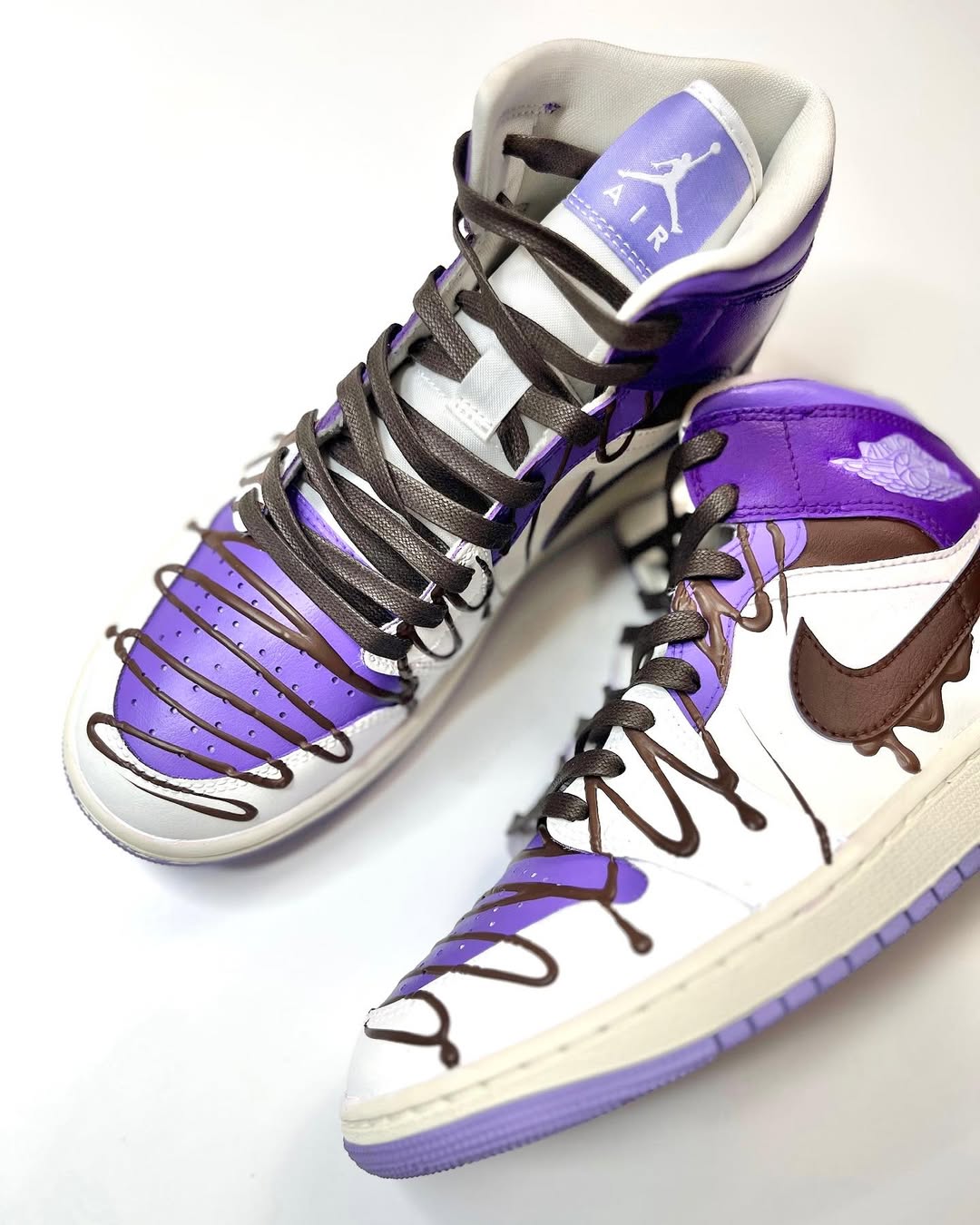 Custom Taro Chocolate Ice Cream Air Jordan 1 Purple – hand-painted custom sneakers | DiySneakers