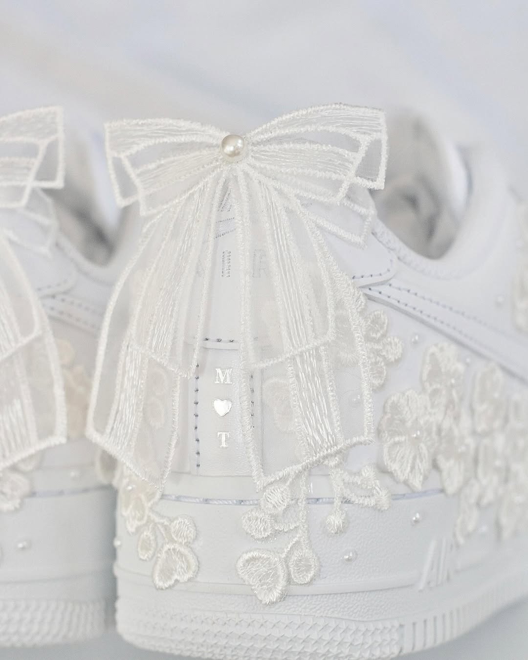 Custom Bridal Embroidery - Aether Veil Air Force 1 – hand-painted custom sneakers | DiySneakers