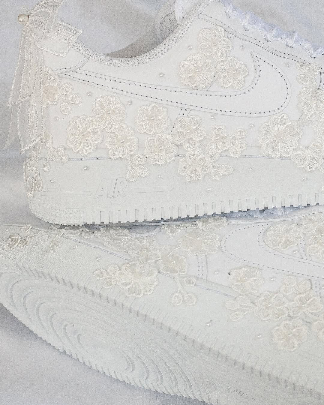 Custom Bridal Embroidery - Aether Veil Air Force 1 – custom sneakers view 2 | DiySneakers