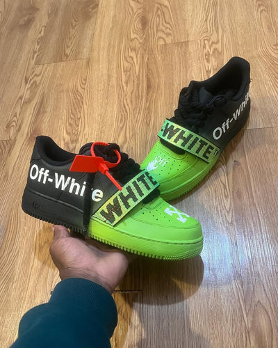 Custom Off-White Af1 💚 Lime Green Air Force 1 Black/Green – custom sneakers view 2 | DiySneakers