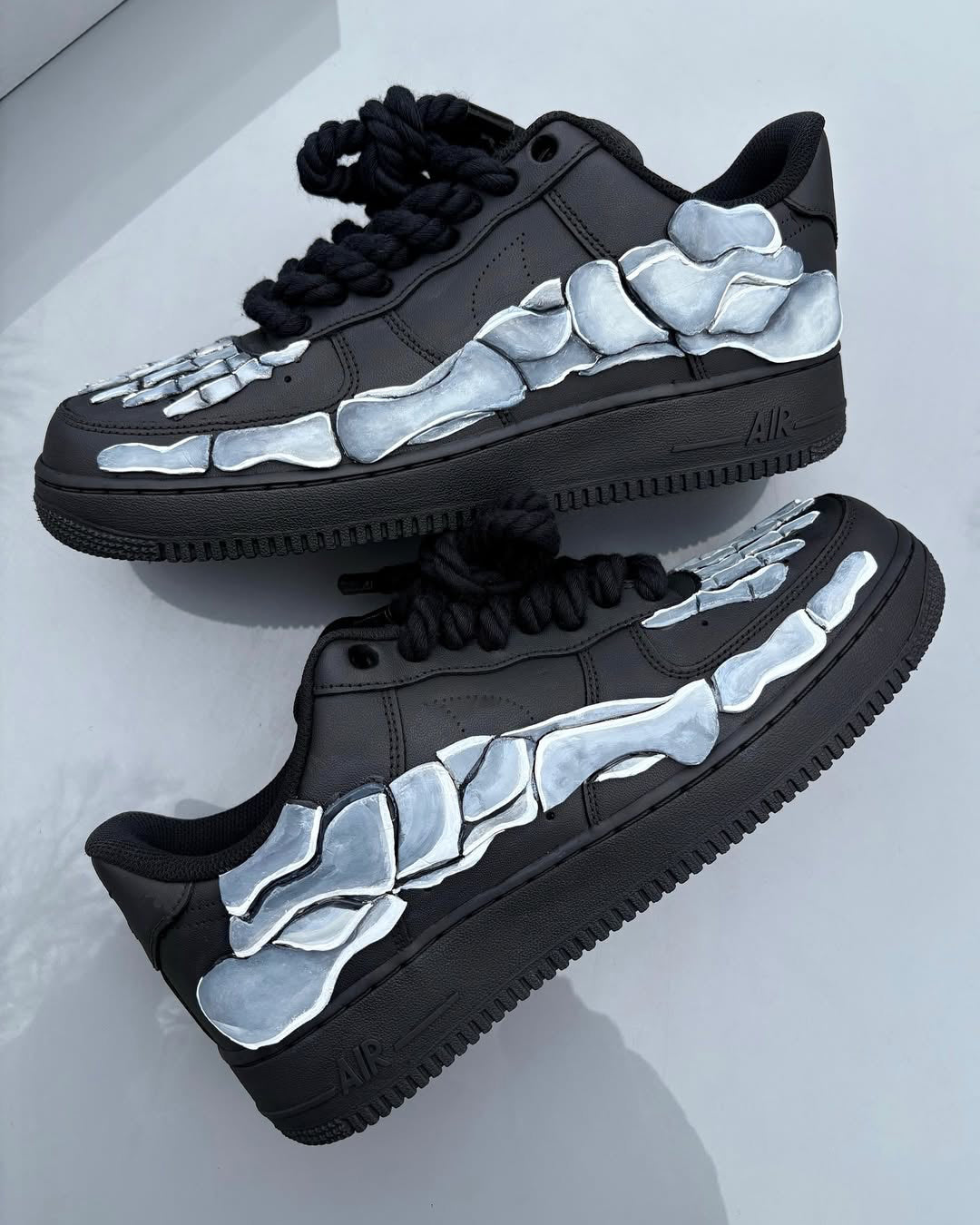 Custom 3D Sculpted Skeleton Foot Air Force 1 – hand-painted custom sneakers | DiySneakers