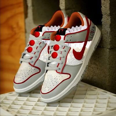 Custom Pennywise Dunk Gray/White/Red – custom sneakers view 2 | DiySneakers