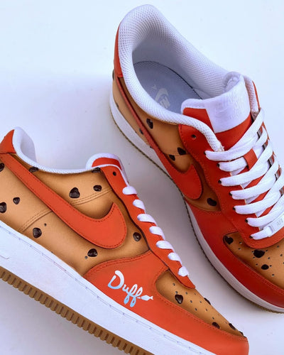 Custom Chocolate Chip Cookie Air Force 1 Red/Brown – custom sneakers view 2 | DiySneakers