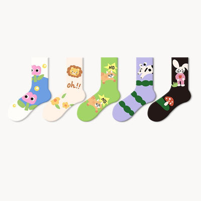 Custom Cotton Socks Spring Middle Tube Socks Cute Cartoon Spring And Autumn Ladies Long Socks 5 Pairs Size 35-42 – custom …