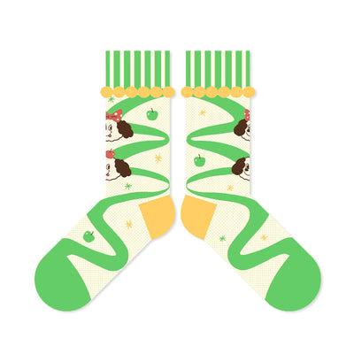 Custom Greedy Dog - Cute Cartoon Socks - Thin Glass Silk Stockings, Fashionable Breathable Mesh Mid-Crew Socks - Kawaii Il…
