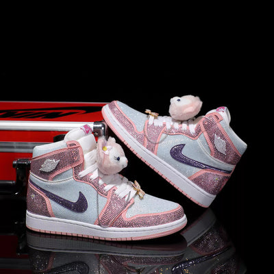 Custom Belle - Full Diamon Air Jordan High - Top – custom sneakers view 2 | DiySneakers
