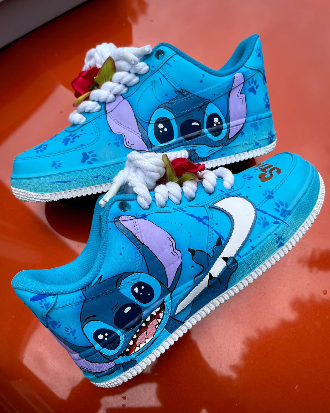 Customized Stitch Air Force 1 Shoes Hand-drawn Blue – hand-painted custom sneakers | DiySneakers