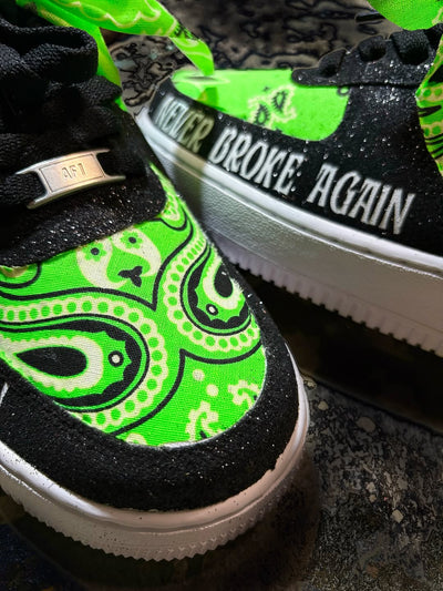 Custom YB MASA Air Force 1 Low - Top Black/Green – custom sneakers view 2 | DiySneakers