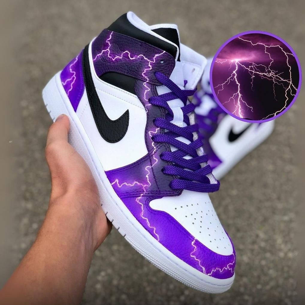 Custom Lightning Air Jordan 1 Purple/Blue/Green – custom sneakers view 4 | DiySneakers