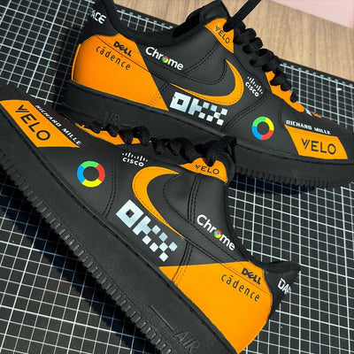 Customized F1Racing - MCL38 Air Force 1 Shoes Black/Orange – custom sneakers view 2 | DiySneakers